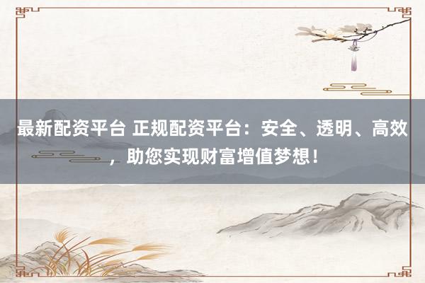最新配资平台 正规配资平台：安全、透明、高效，助您实现财富增值梦想！