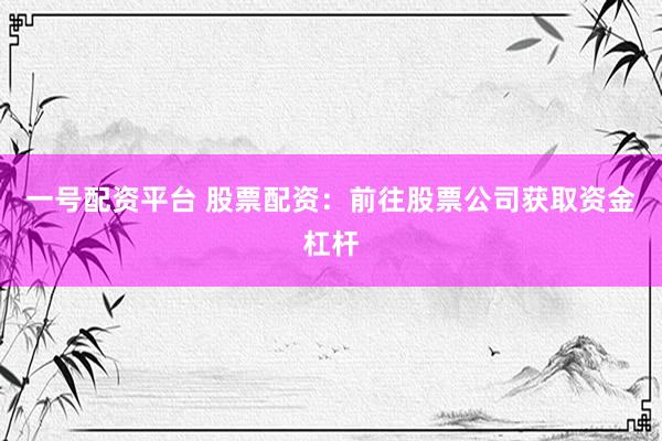 一号配资平台 股票配资：前往股票公司获取资金杠杆